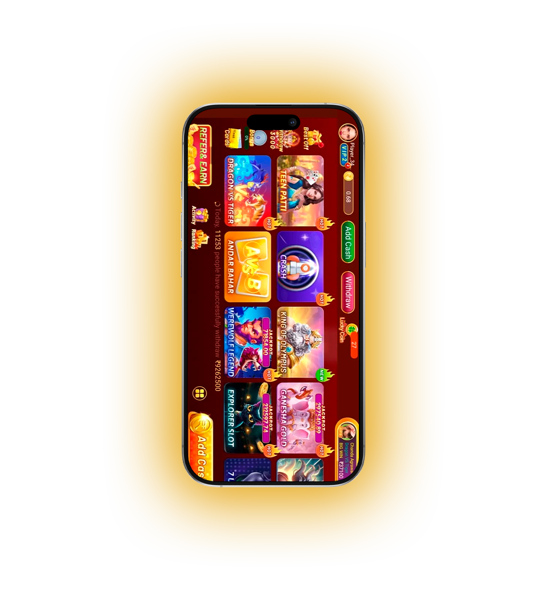 3F Game mobile app with various games.
